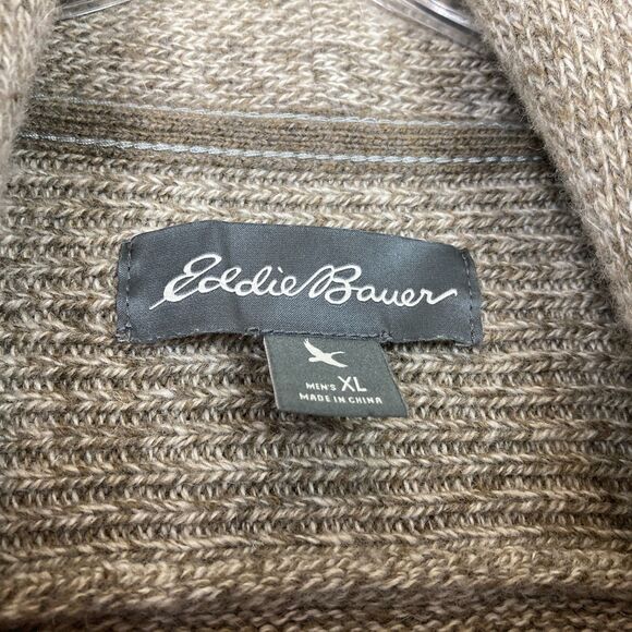 Eddie Bauer Men's Wool Blend Cardigan Sweater Size XL Brown Shawl Neck - Picture 5 of 6